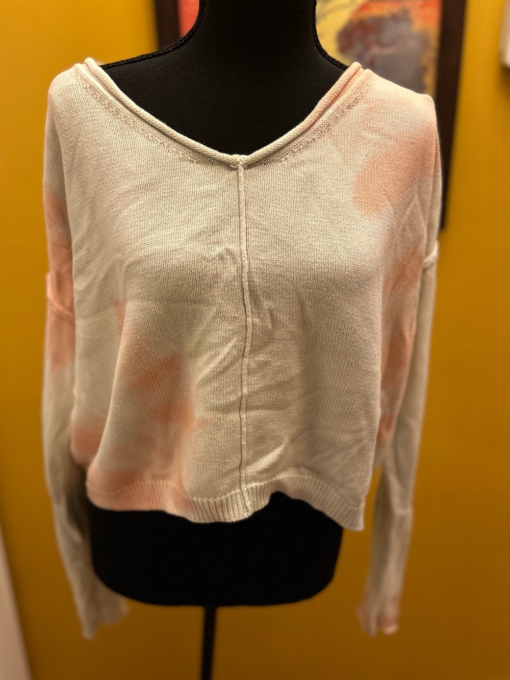 Women’s Junior’s Arizona Pastel Tie Dye Boxy Loose Cropped Lightweight Sweater S